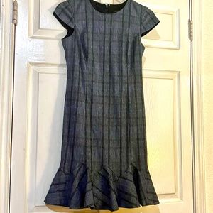 Banana Republic- grey plaid knee length dress with ruffle detail. Barely worn